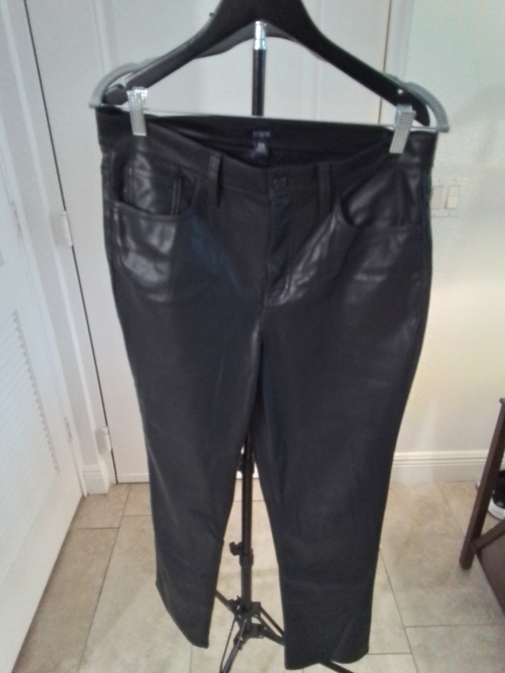 J. Crew Factory Black Straight-Leg Faux Leather Pants